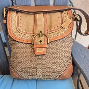 Coach Brown and Tan Shoulder Bag